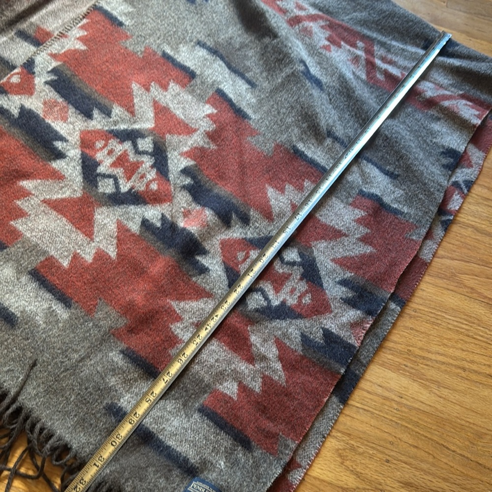 Pendleton Wool Patterned Fringe Shawl - image 4